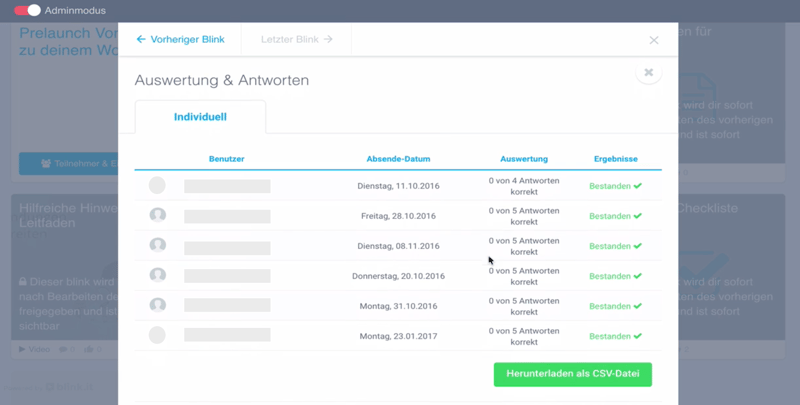 Bildungscontrolling 4.0 am Beispiel der blink.it Plattform: Quiz