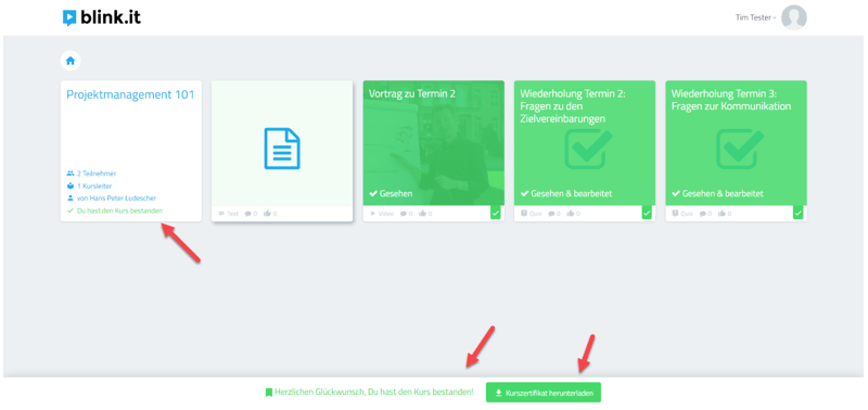 Bildungscontrolling 4.0 am Beispiel der blink.it Plattform: Zertifikat