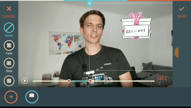 Screenshot im Online-Kurs von blink.it: Konstantin fügt ein Bild in sein Video ein