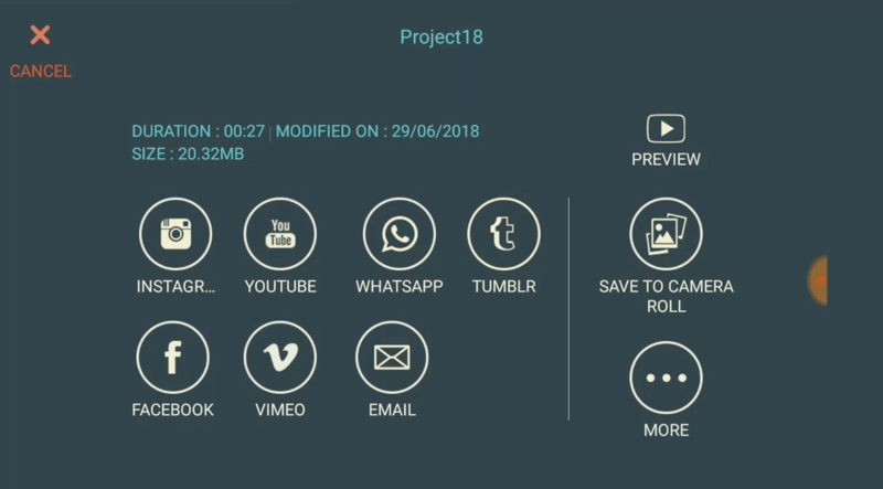Screenshot FilmoraGo: Exportiere dein Video direkt am Smartphone
