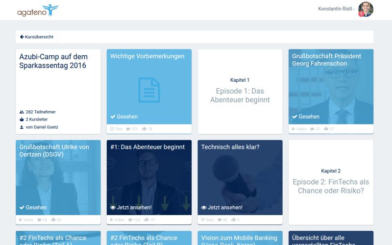 Screenshot: Ein Ausschnitt aus der Online-Begleitung von agateno für das Azubi-Camp auf dem Sparkassentag 2016.
