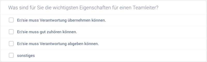 So kann eine Multiple Choice Frage in einem Online-Fragebogen aussehen