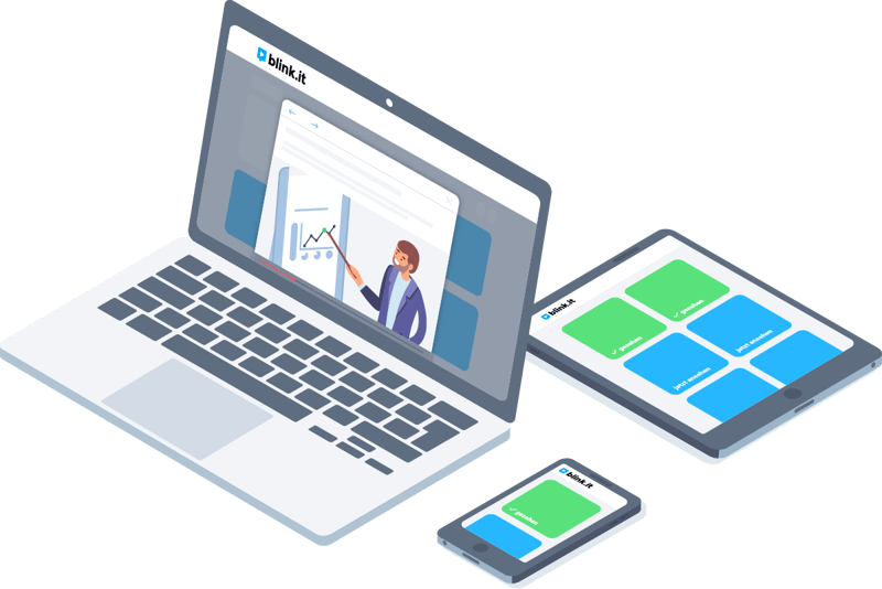Grafik: Blended Learning funktioniert auf verschiedenen Geräten – ob Laptop, Tablet oder Smartphone