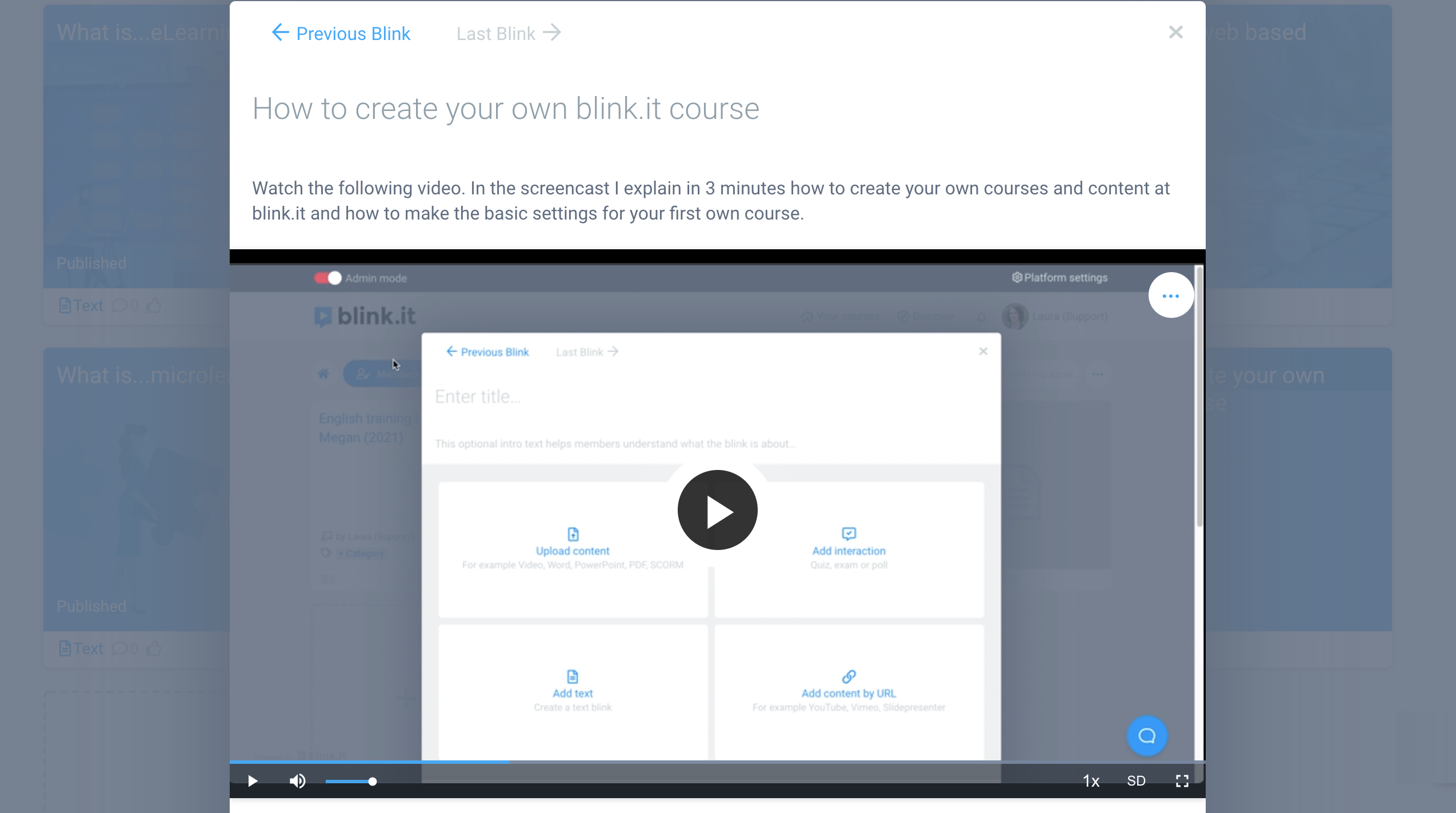 With screencasts, we show new employees how to create courses themselves with blink.it. // Source: blink.it learning platform