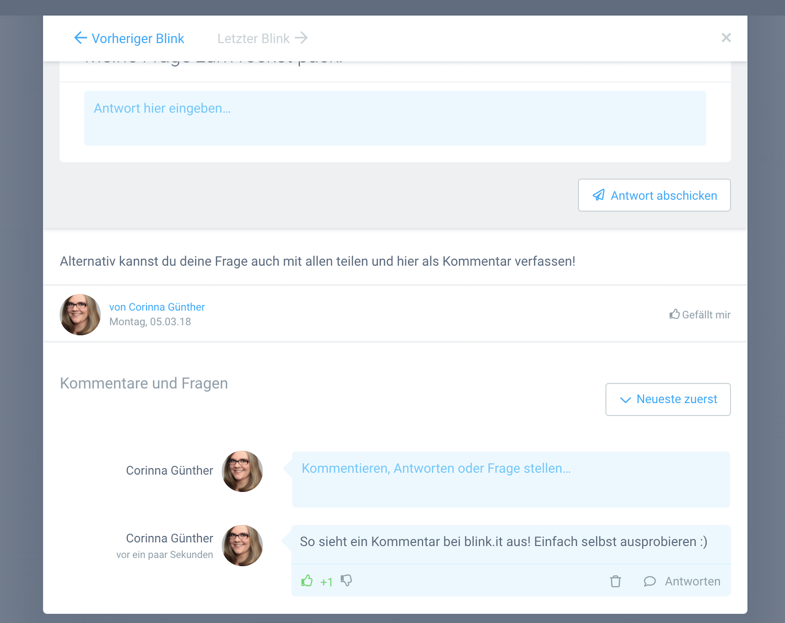 blinkit-persoenliches-training-kommentar