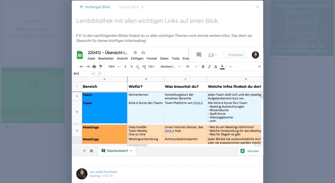 personalisiertes_onboarding_lernbibliotheMeine personalisierte Lernbibliothek mit allen relevanten Infos. // Quelle: blink.it
