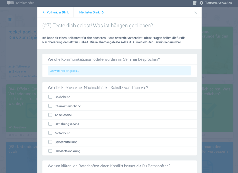 Blended Learning mit digitalen Medien: Beispiel Quiz