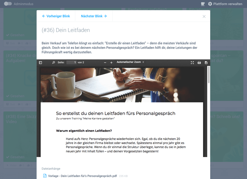 Blended Learning mit digitalen Medien: Beispiel Text mit PDF